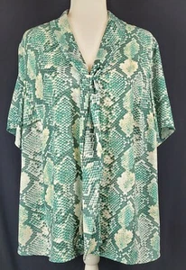 TAHARI DAMEN BLUSE GRÜN FARBE BEDRUCKT NEU OBERTEIL GRÖSSE 1X KURZARM OBERTEIL 11286E - Bild 1 von 12