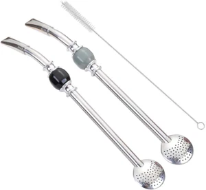 Juego de 2 pajitas premium grandes de acero inoxidable para yerba mate - Bild 1 von 12