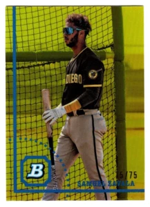Samuel Zavala 2022 Bowman Heritage Chrome Yellow Refractor SP 75/75 Padres - Picture 1 of 2