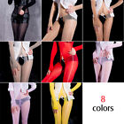 Womens Glossy See Through Pantyhose Jumpsuits Open Crotch Zipper BodyStockings