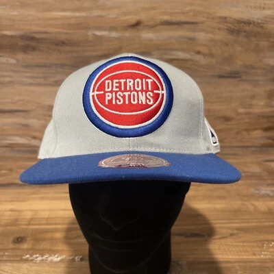 Detroit Pistons Basketball Cap Hardwood Classics Mitchell & Ness  Gray Blue HAT - Image 1 of 4