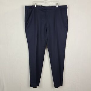 JB Britches Dress Pants Mens 44 x 34 Navy Blue Flat Front Wool Slacks ITALY MADE