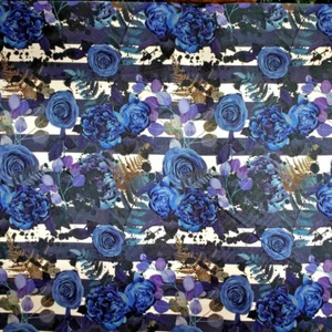 SUDADERA DE VERANO FRANCÉS TERRY Rosas azules Flores Flores Floral Rayas Sudadera - Imagen 1 de 11