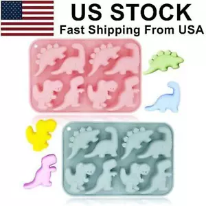 2Pcs Cute Dinosaur Silicone Molds 3D Dinosaur Themed Baking Mould Tray DIY Bake - Picture 1 of 8