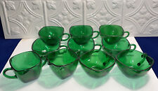 10 Piece Tea/Coffee Cup Set Cream Sugar Bowl Anchor Hocking Charm Emerald Green