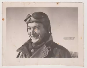 Sky-High Smiles Young Man Vintage Aviator in Leather Jacket Adventure Moment - Picture 1 of 7