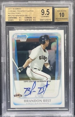 Bowman Chrome 1st Prospects Brandon Belt 2011 refractor automático RC/500 BGS 9,5 Foto 1 de 2