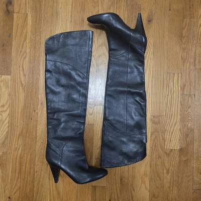 Botas de cuero negras hasta la rodilla Guess punta redonda talla 7M Foto 1 de 4