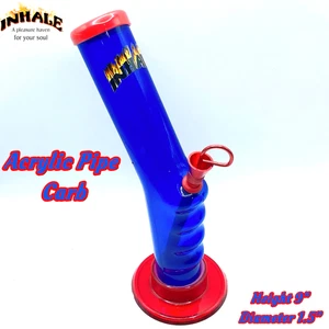 INHALE®️1.5x9" GRIP ACRYLIC HOOKAH WATER PIPE W THUMB CARB MADE IN THE USA - Picture 1 of 5