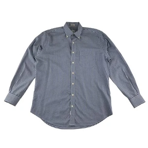 Peter Millar shirt men's L blue and white checked button up long sleeve cotton - Picture 1 of 10
