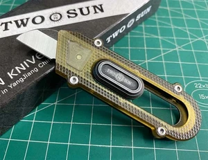 TWOSUN  UTILITY KNIFE PEI TITANIUM HANDLE YJ01-V1 PLAIN EDGE TS488-YJ01-PEI - Picture 1 of 7