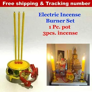 Thai Buddhist Golden Dragon Electric Incense Home Decor Burner Joss Stick Pot - Picture 1 of 11