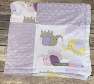 Blankets & Beyond Baby Security Lovey Patchwork Purple Minky Dot Elephant - Picture 1 of 5