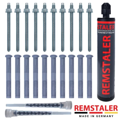 Injektionsmörtel + 10x Ankerstange + 10x Siebhülse | Stahl verzinkt o. Edelstahl - Bild 1 von 4