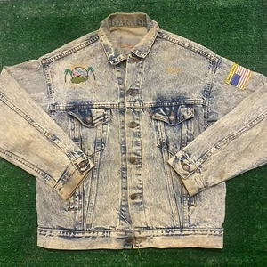 Vintage 90s Levi's Desert Storm Iraq Stonewashed Faded Denim Jean Trucker Jacket - Picture 1 of 6