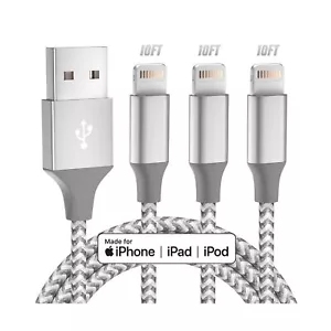 iPhone Charger [Apple MFi Certified] 3pack 10FT Long Lightning Cable Fast Cha... - Picture 1 of 7