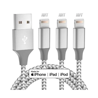 iPhone Charger [Apple MFi Certified] 3pack 10FT Long Lightning Cable Fast Cha... - Image 1 of 4