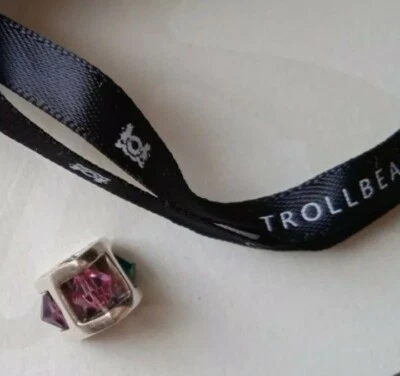 "TROLLBEADS" CHARM A TRIANGOLO PIRAMIDE ARGENTO E PIETRE COLORATE💖 BELLISSIMO!  - Immagine 1 di 4