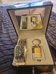 Mens Watch Adolfo With Photo Frame Key Chain In Box Set. New Battery Installed - Picture 1 of 14
