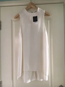 Brand New Topshop Sleeveless Dip Hem White Top Size 8 - Picture 1 of 16
