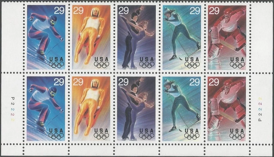 Plate Block of 10 stamps - Scott 2807-11 - 29 cent - Olympics - 1994 - MNH - Image 1 of 1