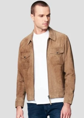 New BlankNYC Win or Lose Suede Trucker Jacket Mens S Tan Leather Zip Blank NYC - Image 1 of 4