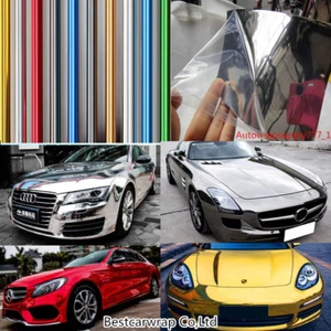 Glossy Chrome Foil Film Vinyl Car Color Change Wrap Graphics Sticker Bubble Free - Bild 1 von 5
