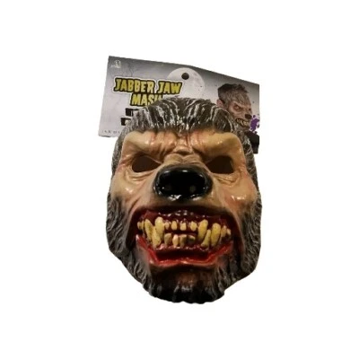 Adult Teen Jabber Jaw WOLF MAN Halloween Costume Accessory MASK  jaw moves  c35 - Image 1 of 3