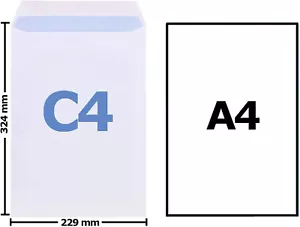Evour, A4 / C4 White Self-Seal Pocket Envelopes, Letter Envelopes, Home & Office - Picture 1 of 10