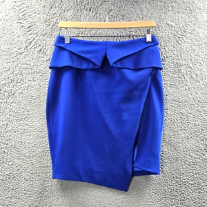 Keepsake Womens Pencil Skirt Size M Blue Peplum Asymmetric - Picture 1 of 13