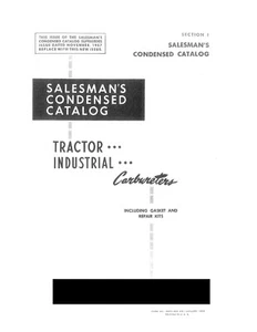 Marvel Schebler Tractor Industrial Carburetors Salesman Condensed Catalog Sec. 1 - Picture 1 of 9