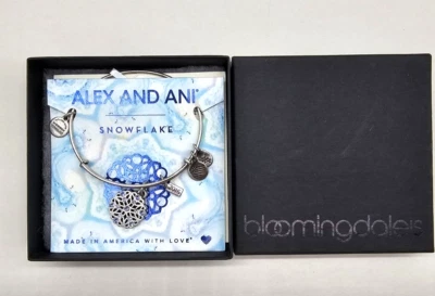 Alex and Ani 2016 Snowflake Bangle Charm Bracelet Silver New with Tags - Image 1 of 3