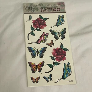 Womens Kids Temporary Tattoo Stickers Waterproof Colorful Butterfly Body Art - Picture 1 of 33
