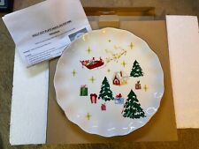 Avon 2017 Holly Dot Plate Santa Silver Rim holidays Christmas collector tree