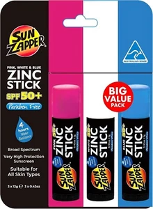 Sun Zapper Zinc Stick - Value Triple Pack - SPF50+ - Sun Block Sunscreen Stick - Picture 1 of 4