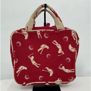 Estuche esencial de viaje con gráficos de golf rojo de lona REA Creations vintage - Imagen 1 de 8