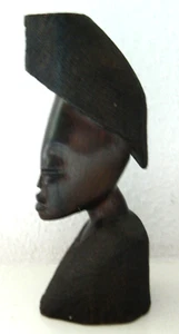 Afrikana Ebenholz Büste Frau Afrika feine Handarbeit Schnitzerei Vintage - Bild 1 von 12