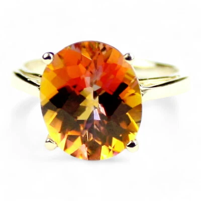 Twilight Fire Topaz, Solid 10KY or 14KY Gold Ladies Ring, R055 Foto 1 de 4