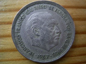 ESPAÑA: 25 PESETAS FRANCISCO FRANCO. AÑO 1957 *19-72*. BC-. EXCELENTE PIEZA. - Picture 1 of 1