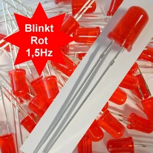 Rot Blinkende LED 5mm Blinkt Flash 1,5Hz Diffuse  E6/4 - Bild 1 von 1