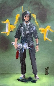 ORIGINAL Abstract Ellen Ripley Alien Sci Fi Horror Palette Knife Art Painting - Picture 1 of 2