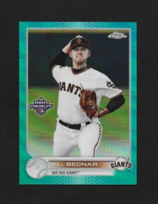 2022 Topps Pro Debut Will Bednar PDC-47 Chrome Aqua Refractor 48/75 Giants - Image 1 of 2
