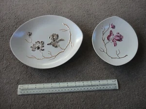 TWO x BEAUTIFUL RARE CARLTON WARE OVAL DISHES PRETTY GOLD/FLORAL PATTERN - Picture 1 of 5