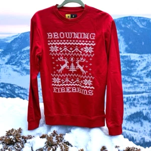 NEW Browning Firearms Men's Crewneck Pullover Christmas Red Sweatshirt- Medium - Picture 1 of 11