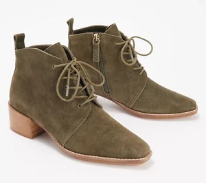 Kelsi Dagger Suede Lace Up Ankle Boots Artichoke 6.5 New - Picture 1 of 3