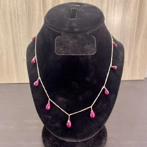 Sterling Silver Enhanced Ruby Bead 18” Necklace - Picture 1 of 4