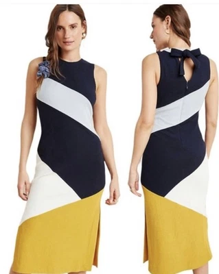 Anthropologie Hutch Lena Colorblocked Knit Midi Dress Black Gold Petite Small - Image 1 of 4