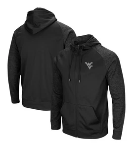 Men's Colosseum Black West Virginia Mountaineers Blackout 3.0 Full-Zip Hoodie L - Picture 1 of 4