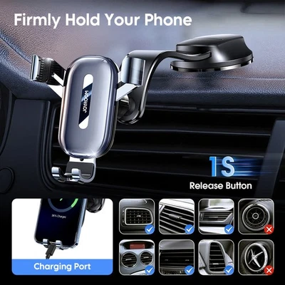 Car Phone Holder Dashboard Windshield Phone Mount Universal for iPhone Samsung - Image 1 of 4