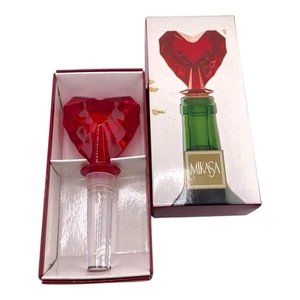 Mikasa VENUS RED HEART  glass bottle stopper 5" long NEW - Picture 1 of 8